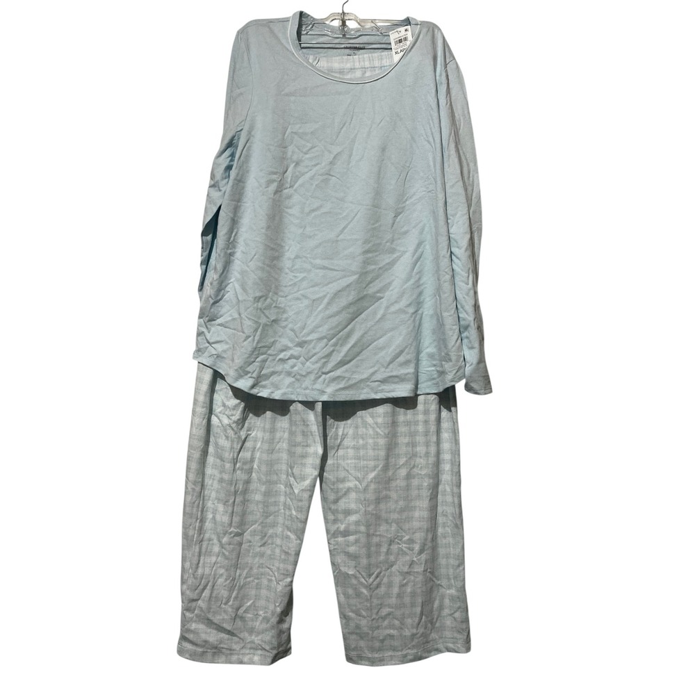 Charter Club Intimates Pajama Set XL Dawn Plaid Blue Sleepwear 100210582MS